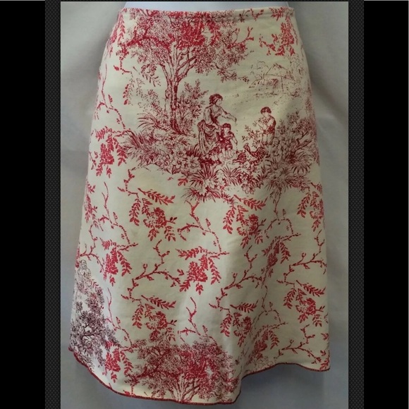 Free People Dresses & Skirts - FREE PEOPLE Toile Red Ivory Cotton A Line Skirt